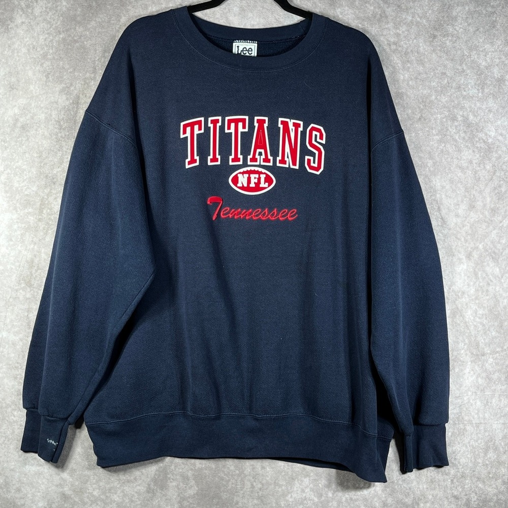 Vintage Tennessee Titans Sweatshirt Men XL Navy Blue Crew Neck Lee Sport NFL 90s